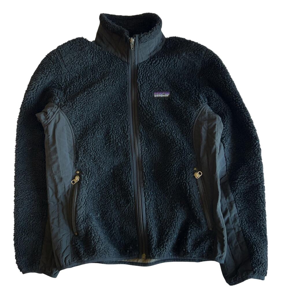 Patagonia Sweater Womens M Black Full Zip Fleece Pockets Heavyweight Collared